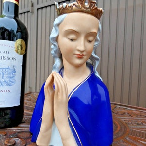Rare vintage german bavaria porcelain madonna bust statue