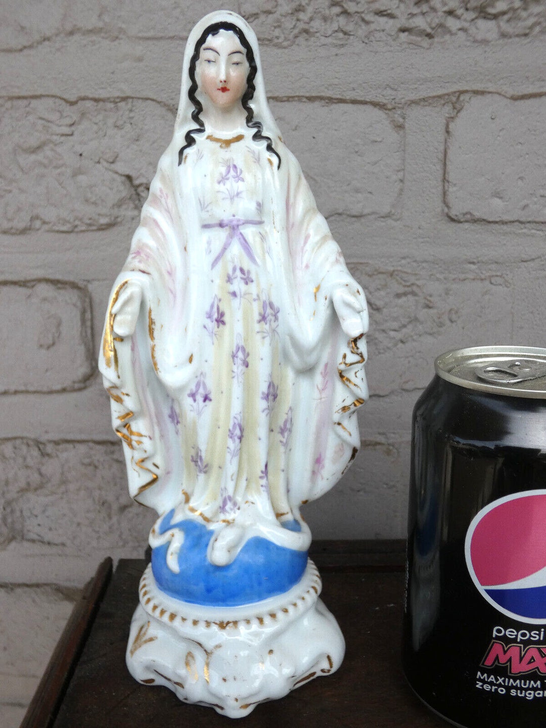 Antique French Vieux Paris Old Porcelain Madonna Statue Figurine ...