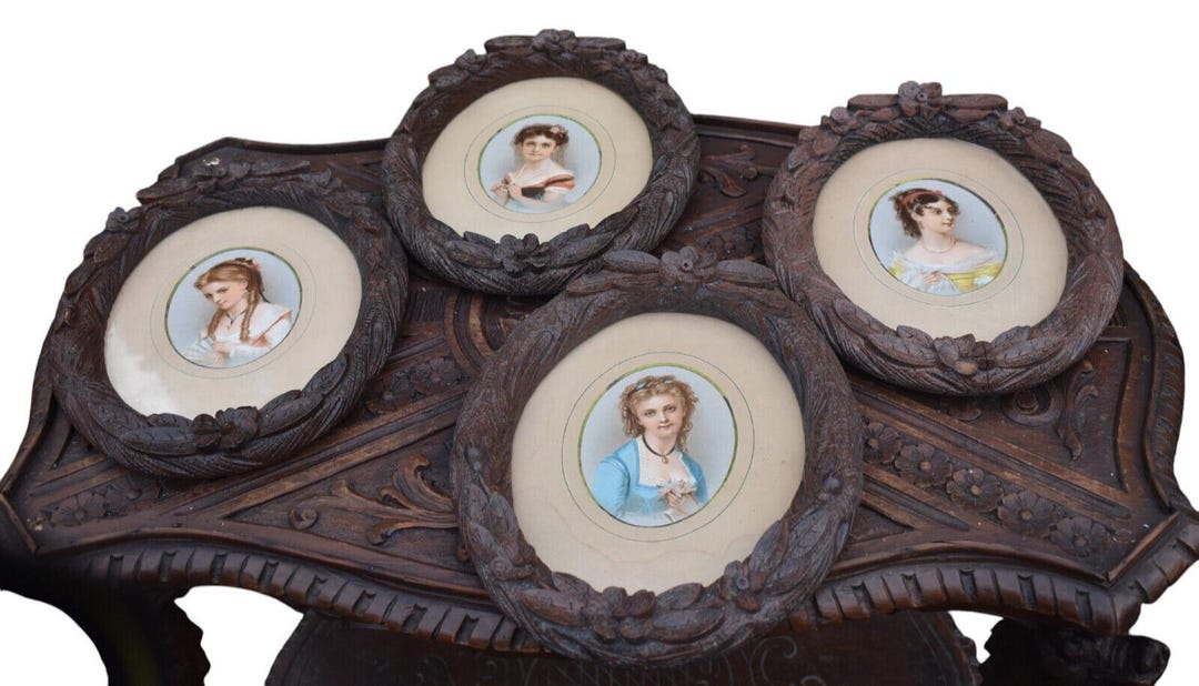 Girl Frame Set 4 Vintage Wood Carved Photo Picture Frames With Portrait Girls - Etsy