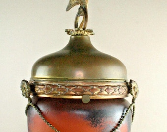 Französische antike Messing Adler Glas Paste Eichel Hirsch Jagd Schatten selten
