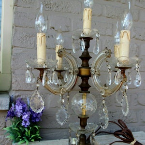 Antike xl Murano Girandole Kristall Glas Anhänger Tropfen Lampe 5 Arme selten