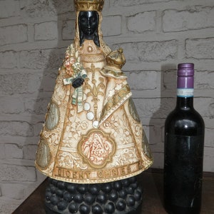 Ancienne grande statue Notre-Dame de Hal de la Vierge noire de 45 cm (18 po.)