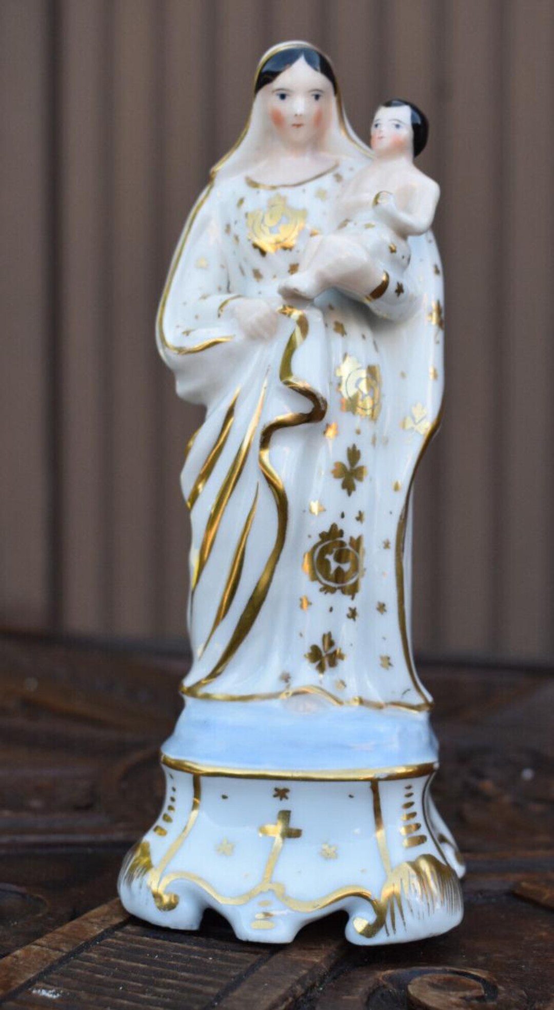Antique French Vieux Paris Porcelain Madonna Jesus Figurine Statue ...