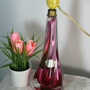 Vintage 1950 belgian val saint lambert crystal glass lamp