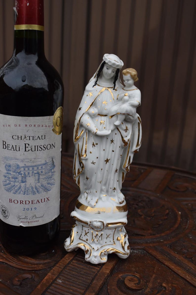 Antique French Vieux Paris Porcelain Madonna Child Figurine Statue ...