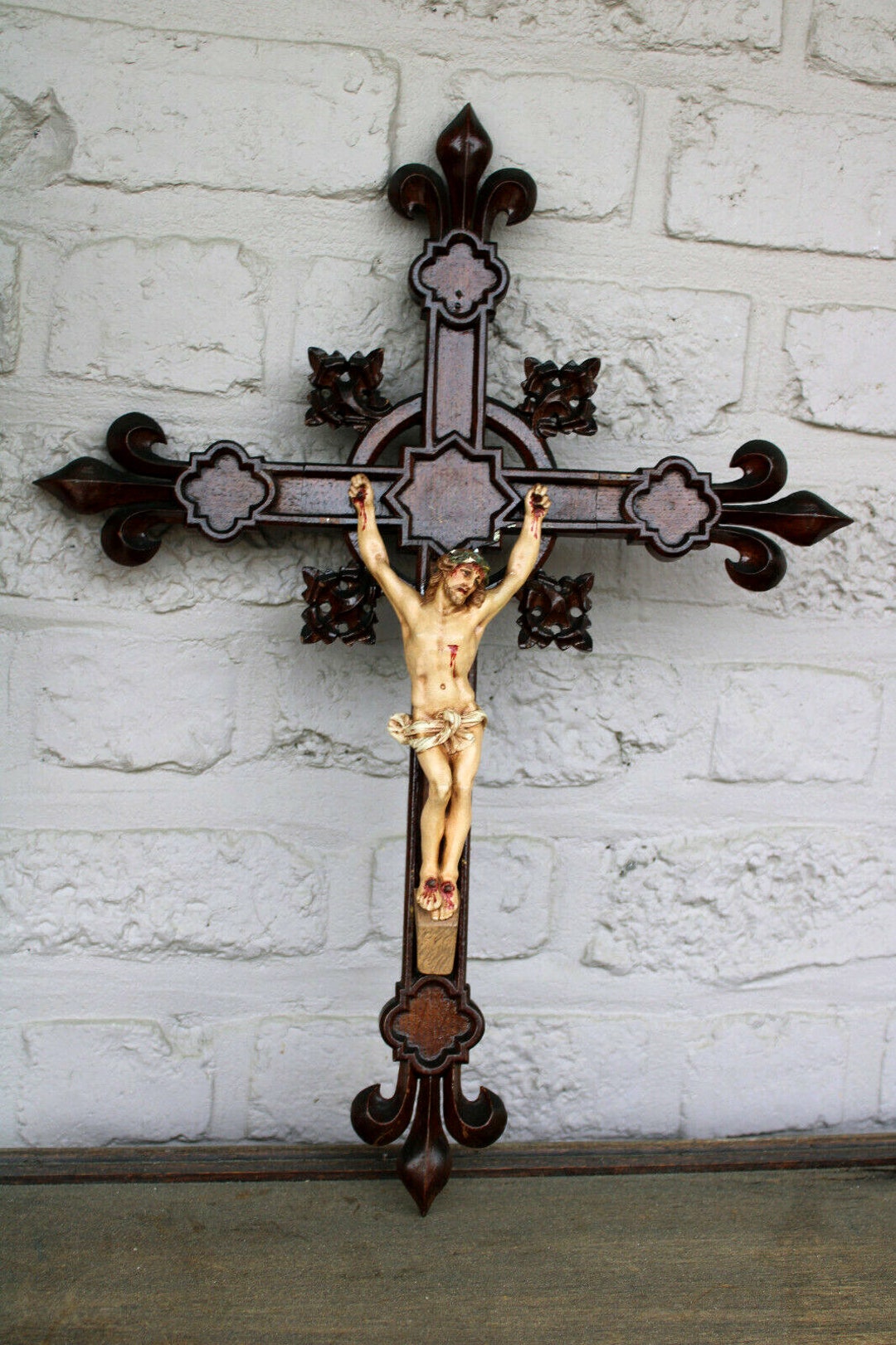 Antique Wood Carved Neo Gothic Crucifix Religious - Etsy