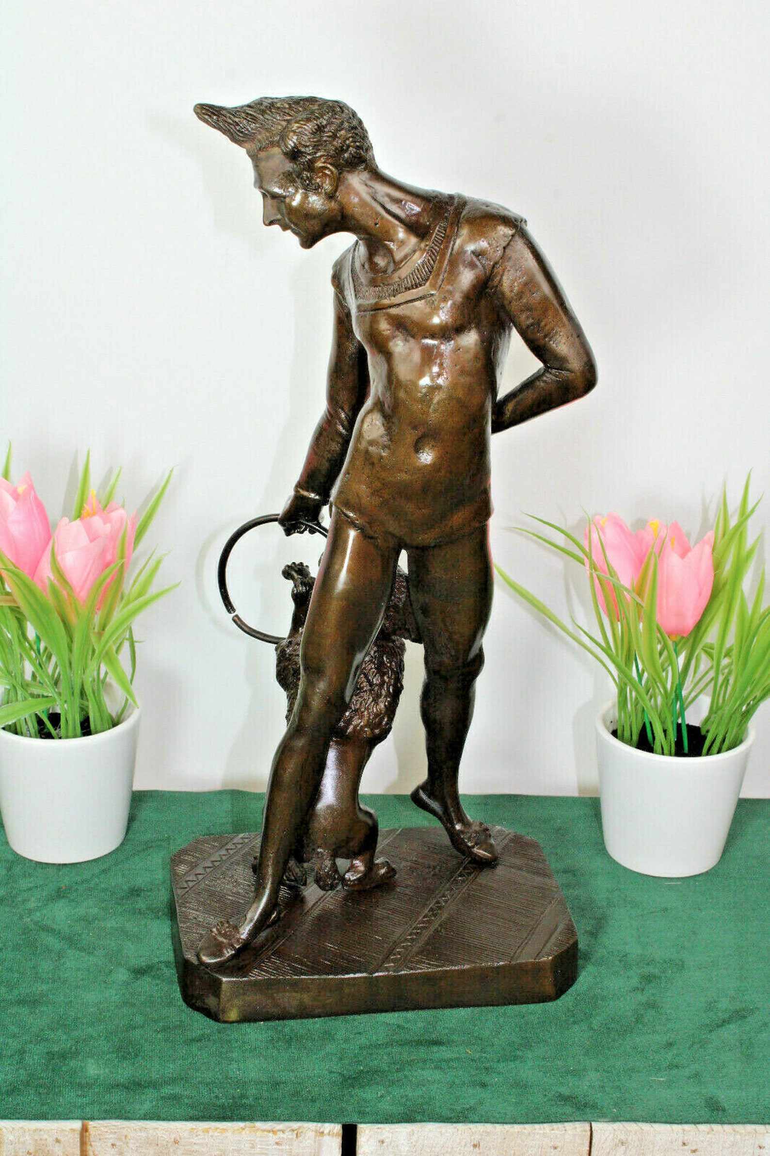 Vintage Bronze Art Deco Statue Dog Trainer Figurine After Etsy