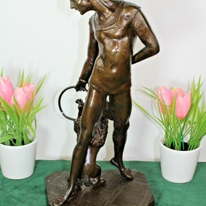 Vintage bronze art deco statue dog trainer figurine after bayre