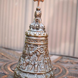 Antique religious table bell statue religious