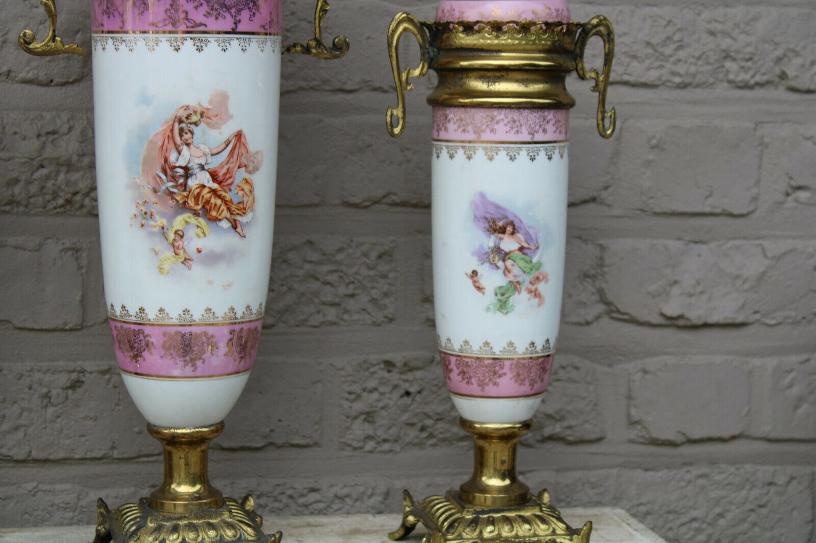 Antique austria vienna porcelain vases set romantic cherub Etsy