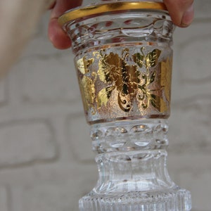 Vintage french crystal glass enamel decor vase