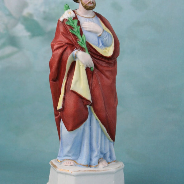 French holy saint biscuit porcelain statue religious
