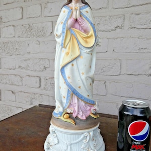 Antiek belgisch vieux andenne bisque porselein madonna beeld zeldzaam religieus