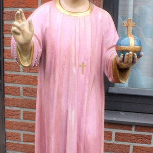 Antique 19thc xl 33,4&quot; young jesus ceramic church statue rare religious