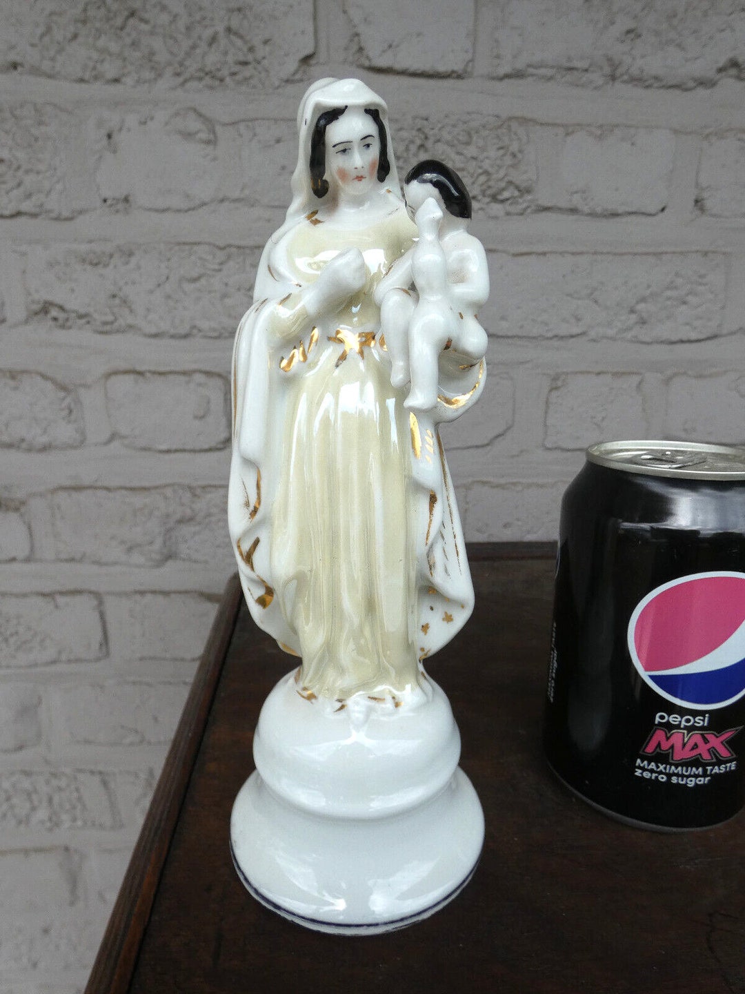 Antique French Vieux Old Paris Porcelain Madonna Jesus Figurine Statue ...
