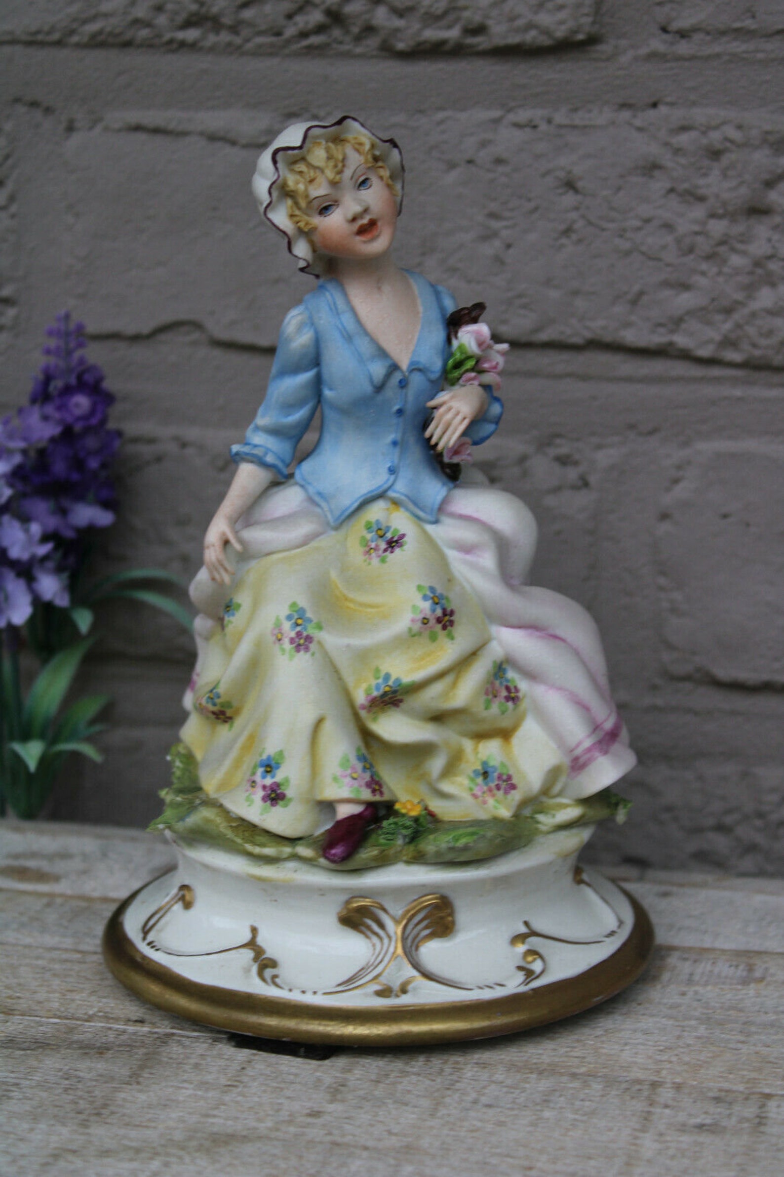 Vintage italian capodimonte porcelain girl figurine statue Etsy