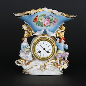 Stunning antique french porcelain clock gout de jacob petit figurines bird