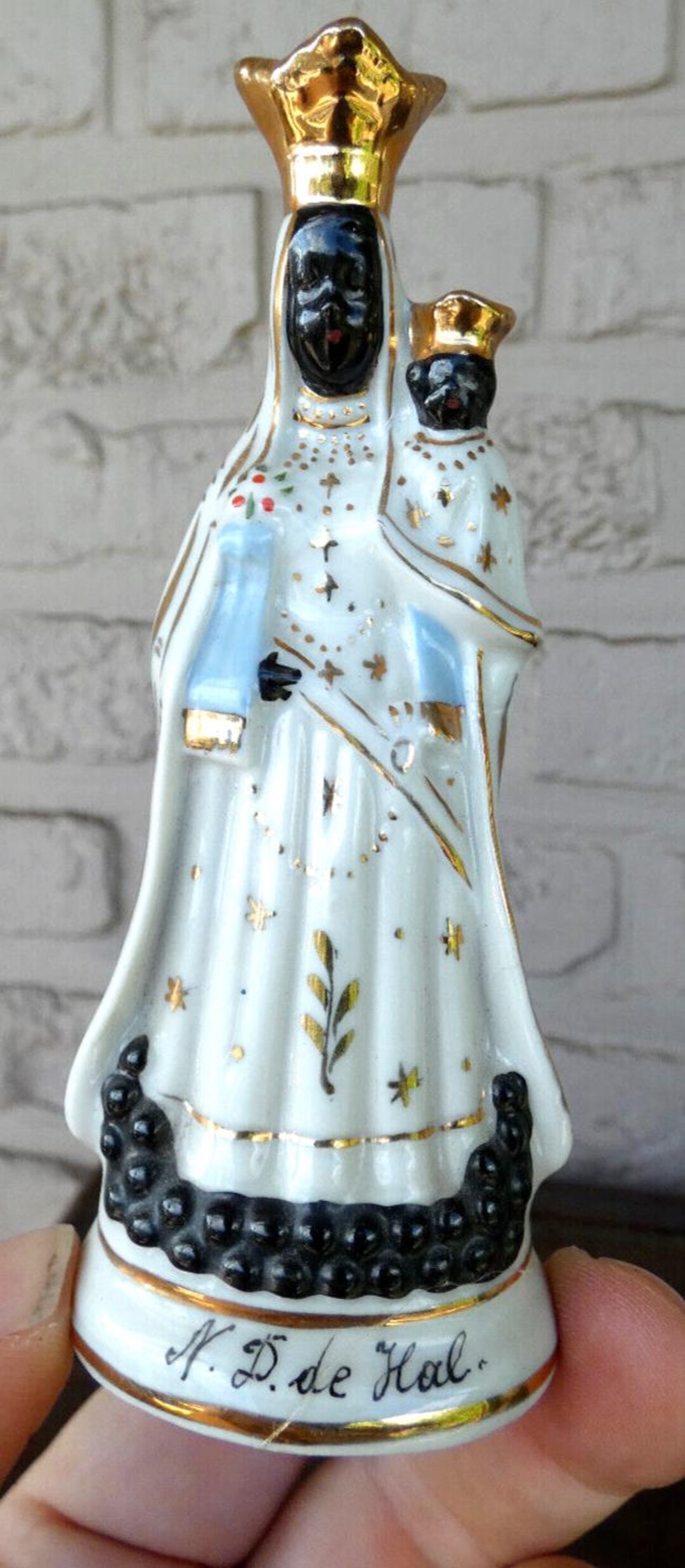 Antique Old Brussels Porcelain Notre Dame De Hal Black Madonna ...