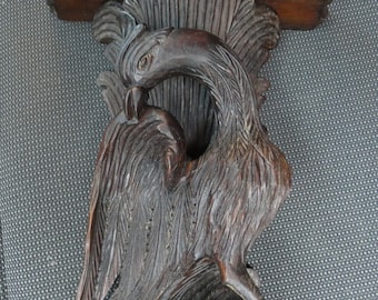 Vintage french wood carved wall console phoenix  bird