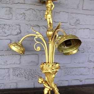 Vintage bronze putti cherub figural 3 arm chandelier lamp rare