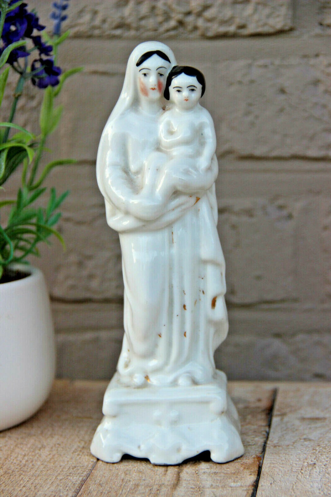 Antique French Vieux Old Porcelain Madonna Figurine - Etsy
