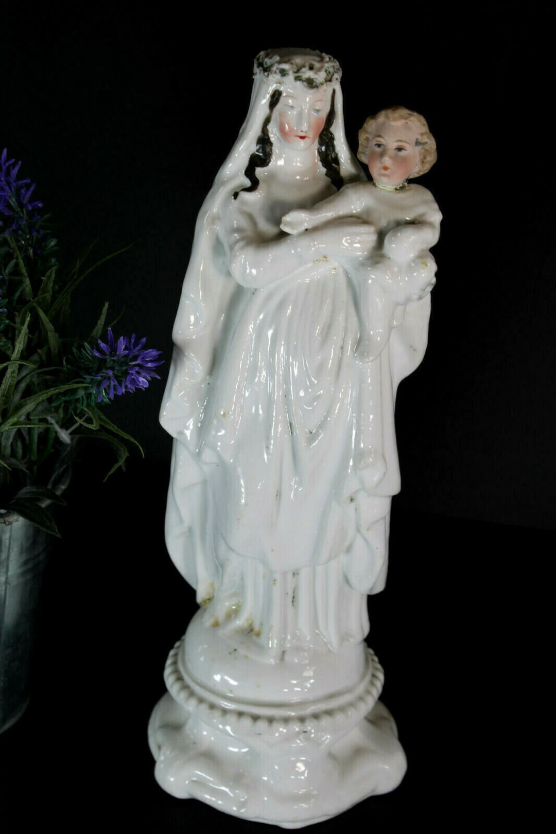 Antique French Bisque Porcelain Madonna Child Figurine Statue - Etsy
