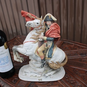 Vintage capodimonte italian porcelain bisque napoleon horse statue figurine