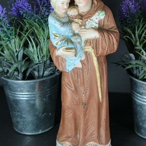 Antique porcelain bisque statue saint anthony