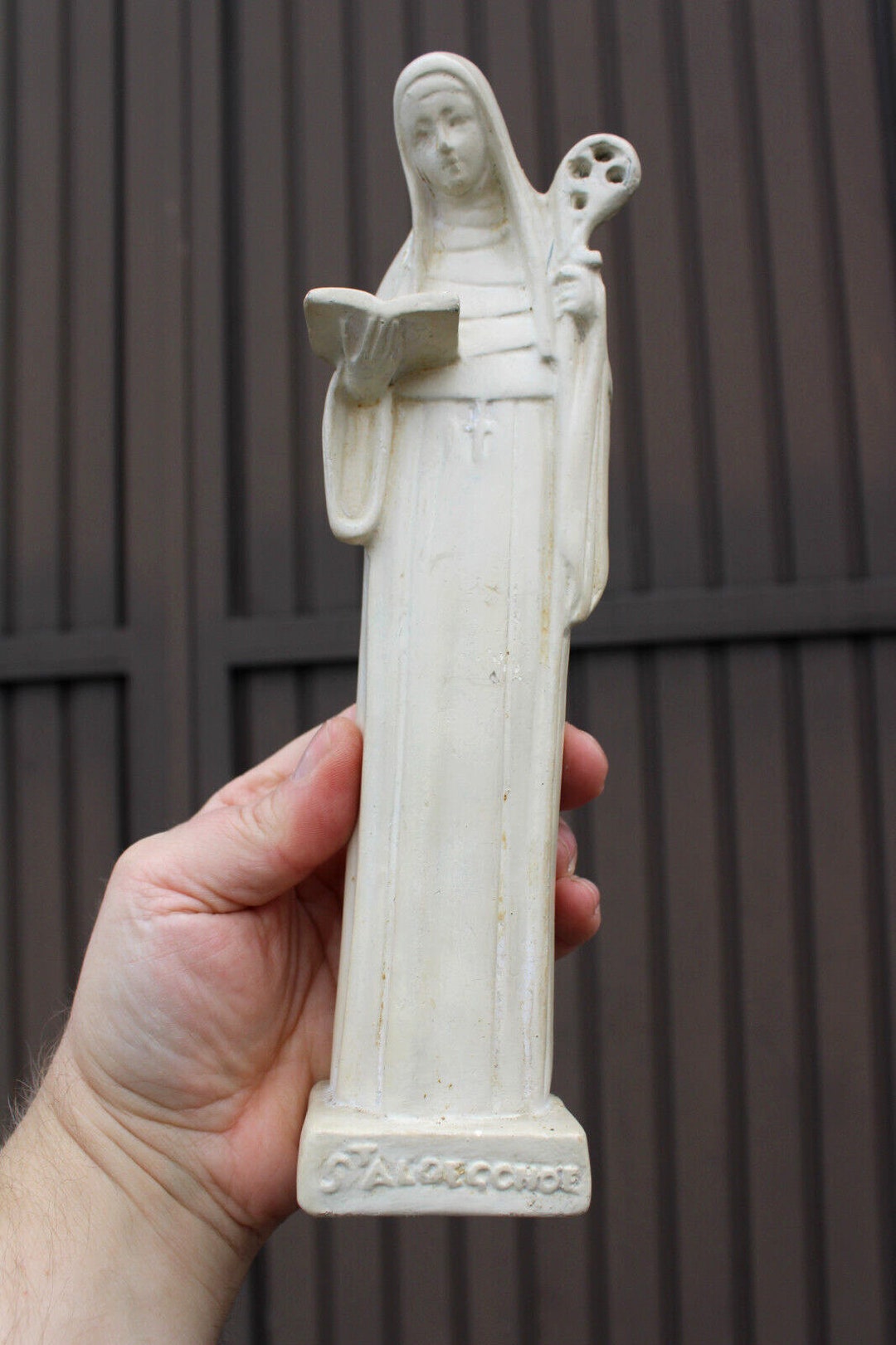 Antique Ceramic Chalk Statue of Saint Aldegund Etsy