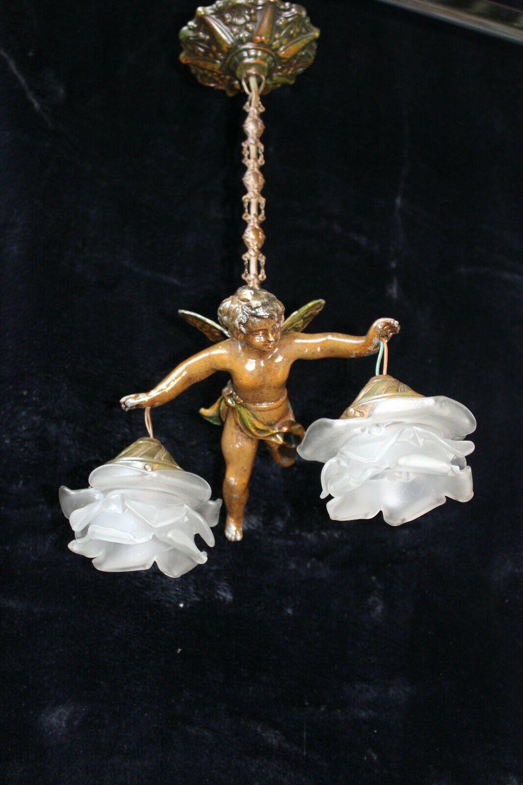 Antike Spelter Bronze Putti Engel Anhänger Lampe Kronleuchter | Etsy
