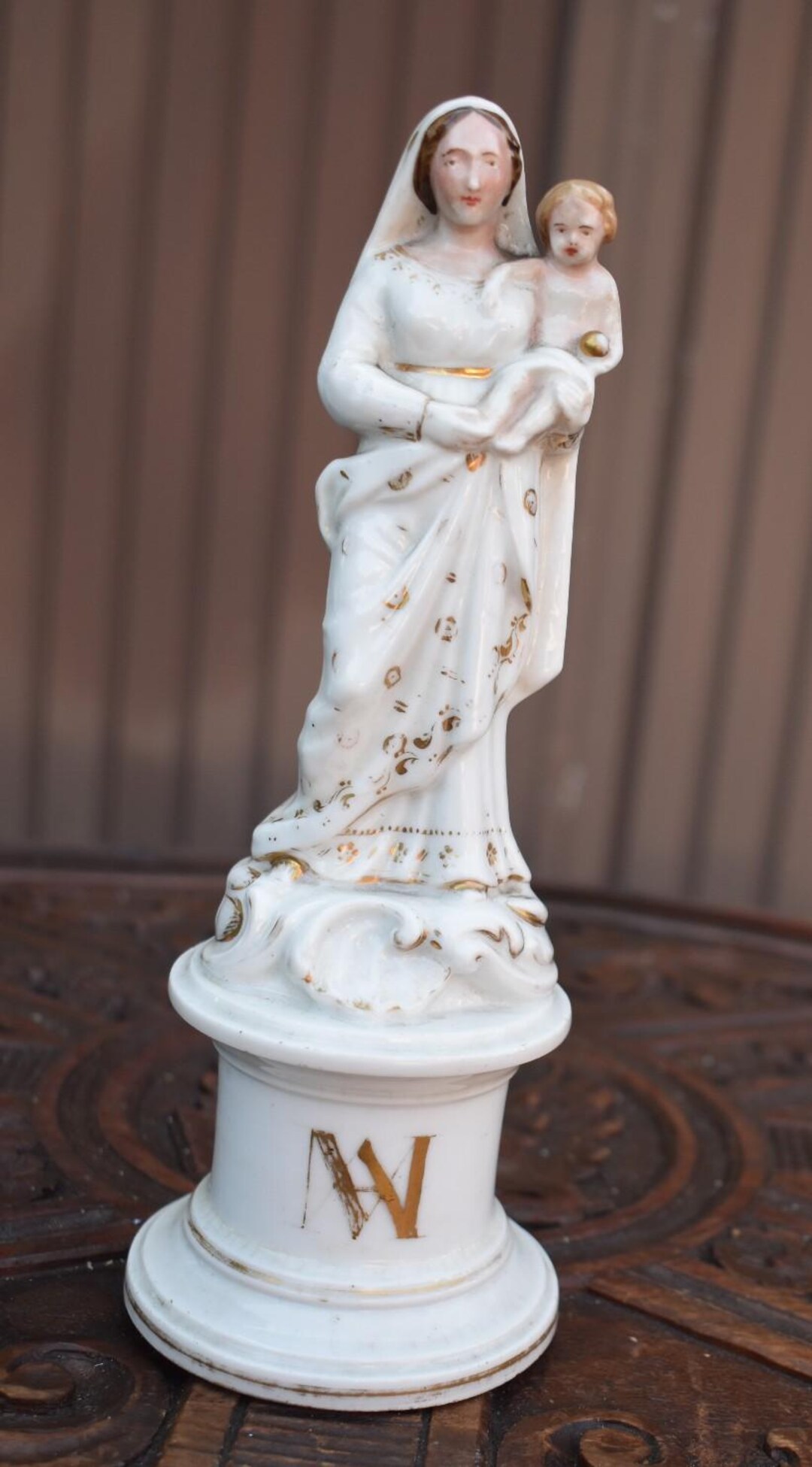 Antique French Vieux Paris Porcelain Madonna Child Jesus Statue Ave ...