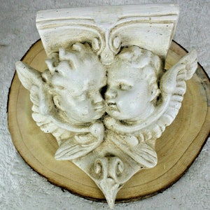 Hermosa vajilla religiosa antigua francesa putti angels consola de pared