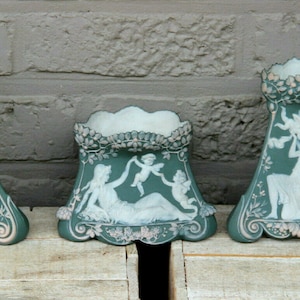 Antique Set 3 porcelain Rudolstadt schafer vater lady vases centerpiece