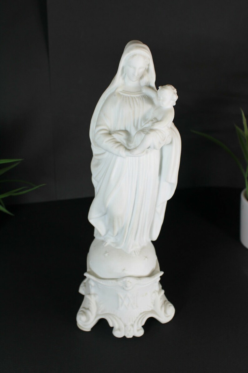 Antique French Bisque Porcelain Statue Madonna Religious Etsy