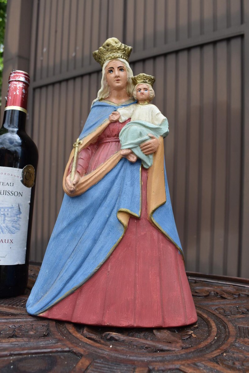 Antique Flemish Chalk Madonna Child Jesus Statue - Etsy