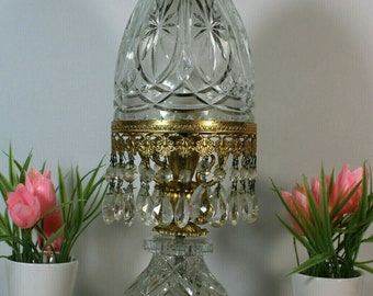 Lámpara putti de querubín de cristal de cristal francés vintage