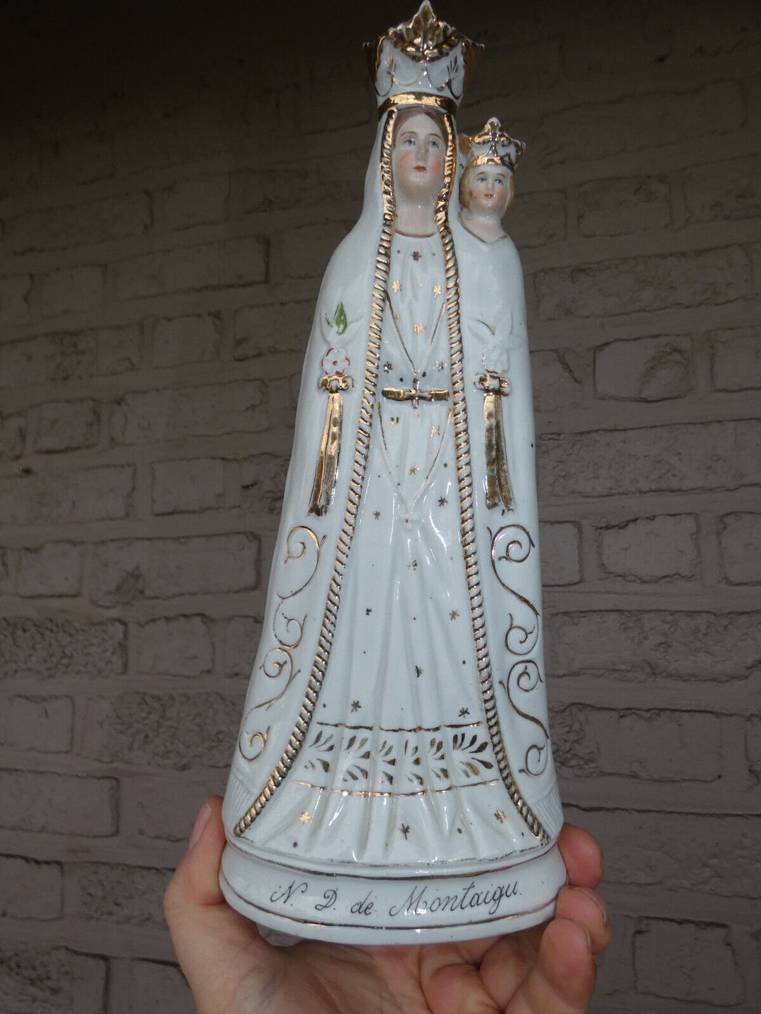 Antique Porcelain Statue Notre Dame De Montaigu Madonna - Etsy