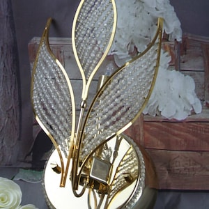 Rare vintage italian wall sconce early 1980&#39;s autumn leaves glass pearls