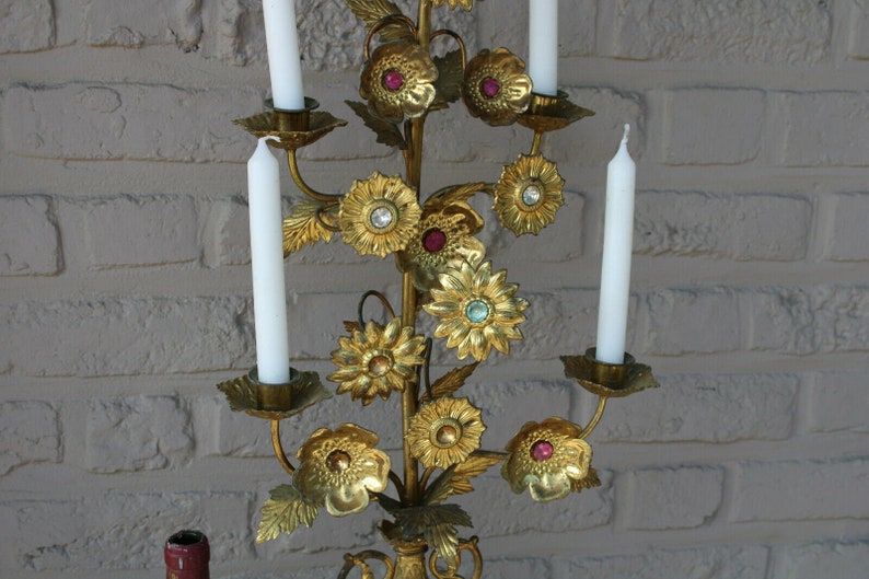 Xxl Antique Church Altar Candelabra Candle Holder Enamel Etsy