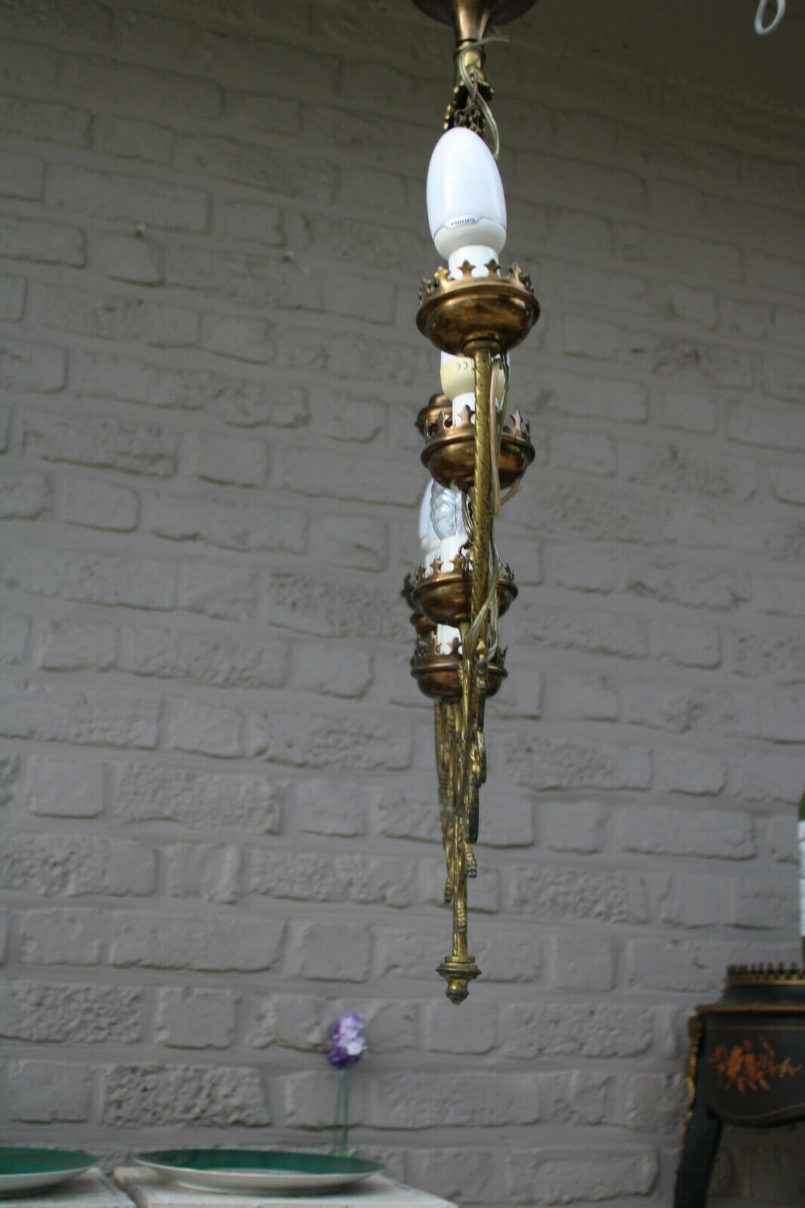 Antique french church candelabra chandelier lamp religious Etsy