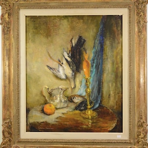 Still live trophy hunting hunt oil on panel signed juliane brouwers