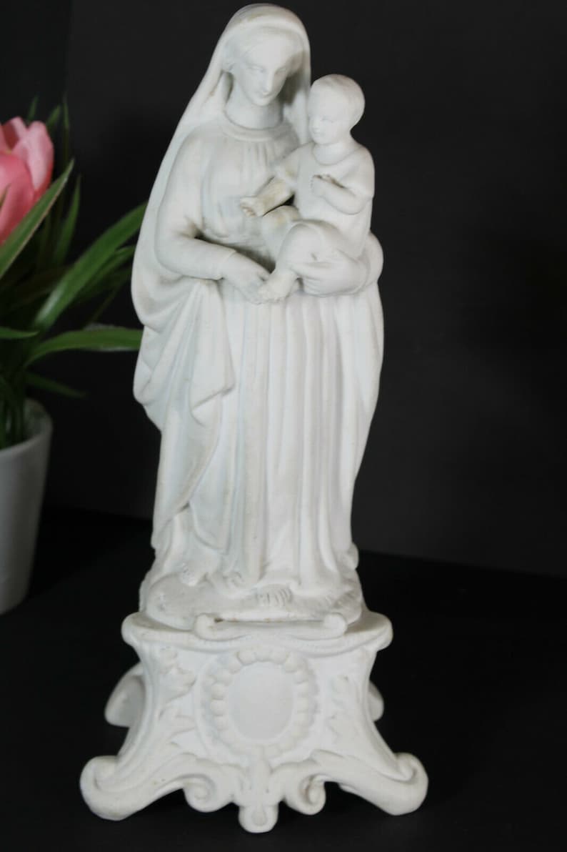 Antique French Bisque Porcelain Madonna Figurine Statue - Etsy