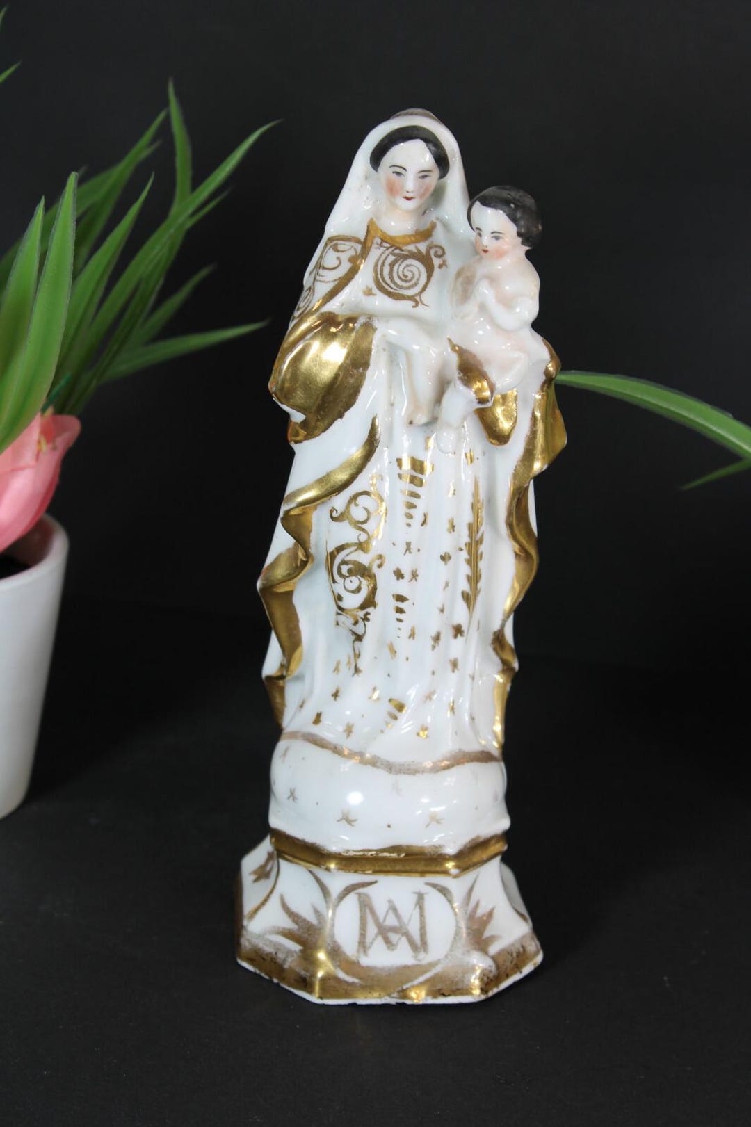 Antique French Vieux Paris Porcelain Religious Madonna Mary Figurine ...