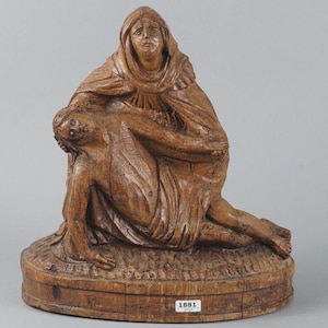 Antique 1800s wood carved pieta sculpture statue jesus religious rare