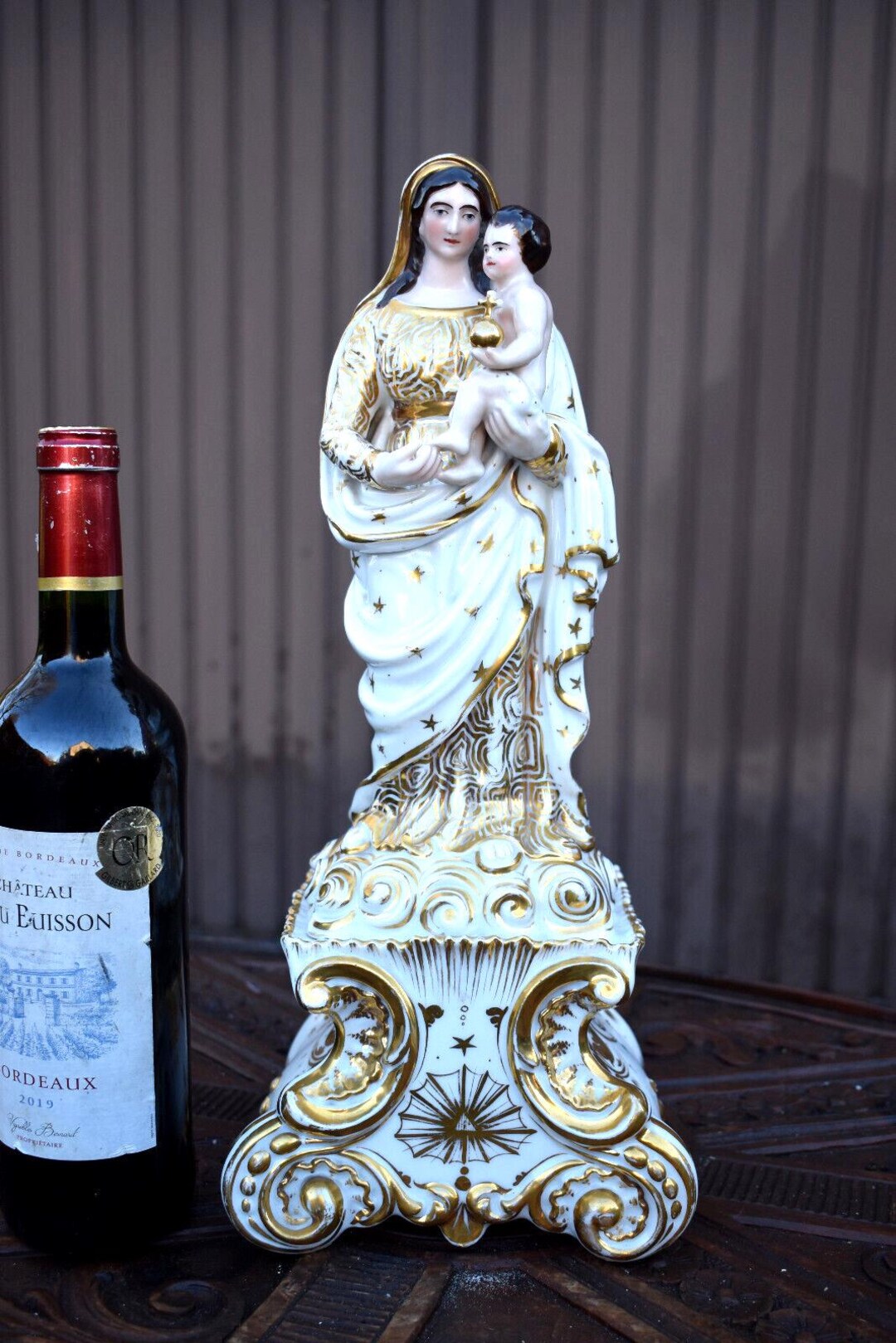Antique Large French Vieux Paris Porcelain Madonna Child Statue ...