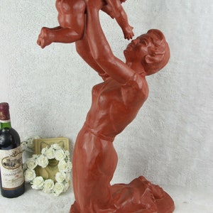 Flemish terracotta sculpture statue mother child signed paul serste