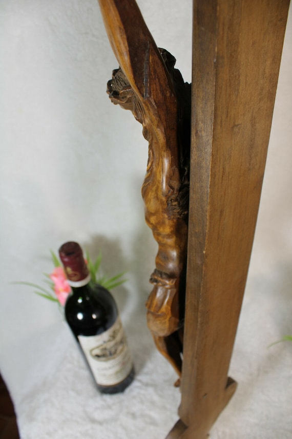 巨大な xxl フランスアンティーク ジャンセニズム 木彫り 十字架