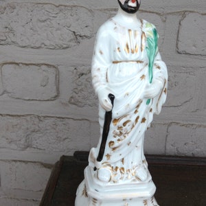 Antique vieux paris porcelain statue saint matthias rare figurine