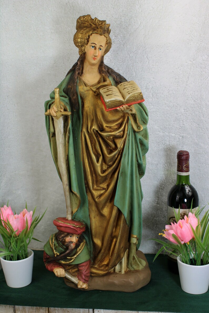 Antique Rare French Religious Church Chalkware Statue Saint Etsy