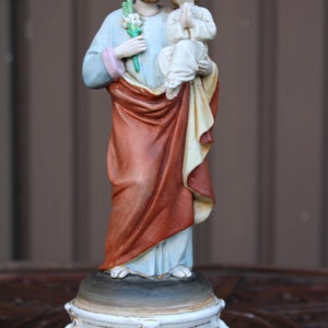 Antique french vieux paris porcelain bisque statue saint joseph